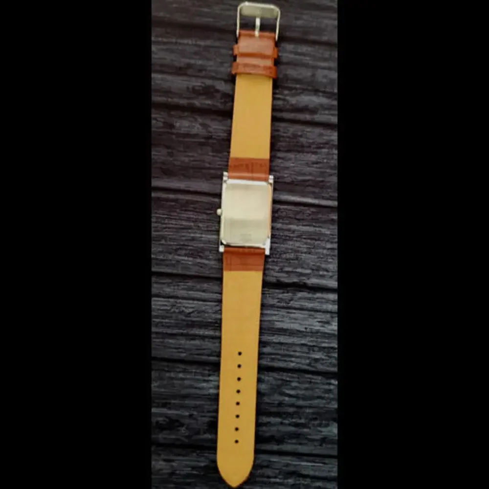 NOS Mens Tank Rectangular Blue Dial‎ Slim Seiko Dress Watch New Mvt & Batt🌟